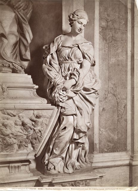 Alinari, Fratelli — Roma - Basilica Vaticana - Interno. Monumento a Leone XI, l'Abbondanza, particolare. (G. Peroni). — particolare